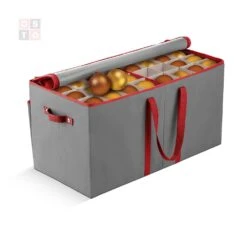 25.5 In. Gray Non-woven Ornament Storage Box (128-Ornaments)
