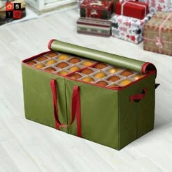 25.5 In. Green Non-woven Ornament Storage Box (128-Ornaments) 7 25.5 In. Green Non-woven Ornament Storage Box (128-Ornaments) -Northlight Shop osto decoration storage osp 111 grn h 1f 1000