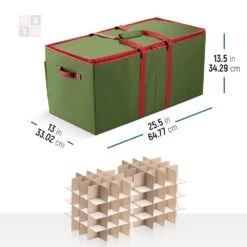 25.5 In. Green Non-woven Ornament Storage Box (128-Ornaments) 6 25.5 In. Green Non-woven Ornament Storage Box (128-Ornaments) -Northlight Shop osto decoration storage osp 111 grn h 4f 1000