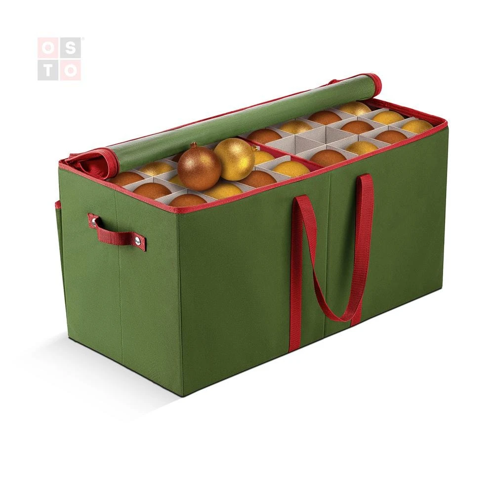 25.5 In. Green Non-woven Ornament Storage Box (128-Ornaments) 1 25.5 In. Green Non-woven Ornament Storage Box (128-Ornaments)