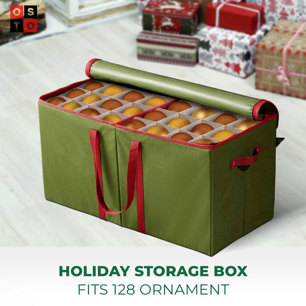 25.5 In. Green Non-woven Ornament Storage Box (128-Ornaments) 2 25.5 In. Green Non-woven Ornament Storage Box (128-Ornaments) - Image 2