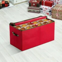 24 In. Red Non-woven Ornament Storage Box (54-Ornaments) -Northlight Shop osto decoration storage osp 118 rd h 1f 1000