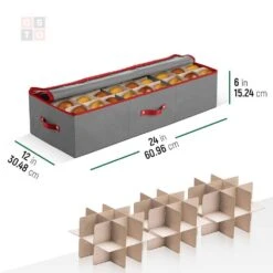 36.5 In. Gray Non-woven Ornament Storage Box (72-Ornaments) -Northlight Shop osto decoration storage osp 119 gray h 4f 1000