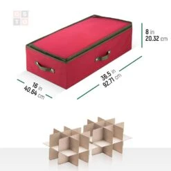 36.5 In. Red Non-woven Ornament Storage Box (72-Ornaments) -Northlight Shop osto decoration storage osp 119 rd h 4f 1000