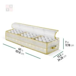 40 In. Gold Waterproof Vinyl Ornament Storage Box (96-Ornaments) -Northlight Shop osto decoration storage ospp 103 gld h 1f 1000