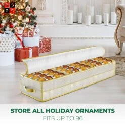 40 In. Gold Waterproof Vinyl Ornament Storage Box (96-Ornaments) -Northlight Shop osto decoration storage ospp 103 gld h 4f 1000