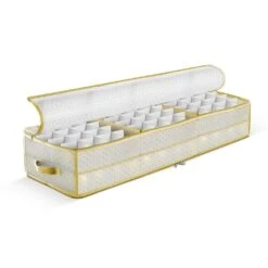 40 In. Gold Waterproof Vinyl Ornament Storage Box (96-Ornaments)