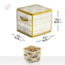 13.5 In. Gold Vinyl Plastic Ornament Storage Box (64-Ornaments) -Northlight Shop osto decoration storage ospp 202 gld h 1f 1000