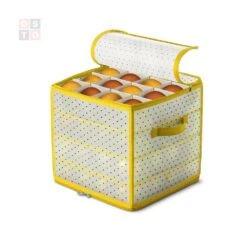 13.5 In. Gold Vinyl Plastic Ornament Storage Box (64-Ornaments) -Northlight Shop osto decoration storage ospp 202 gld h 4f 1000