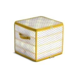 13.5 In. Gold Vinyl Plastic Ornament Storage Box (64-Ornaments)