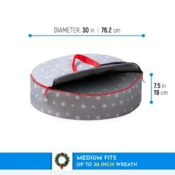 30 In. Gray Waterproof 600D Polyester Artificial Christmas Wreath Storage Bag Holder -Northlight Shop osto wreath storage osd 101 sl h 1f 1000