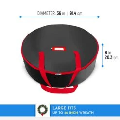 36 In. Black Christmas Wreath Storage Bag Holder Tear-Resistant 420D Oxford Artificial Wreaths Storage Bag (2-Pack) 7 36 In. Black Christmas Wreath Storage Bag Holder Tear-Resistant 420D Oxford Artificial Wreaths Storage Bag (2-Pack) -Northlight Shop osto wreath storage osdp 104 blk h 1f 1000