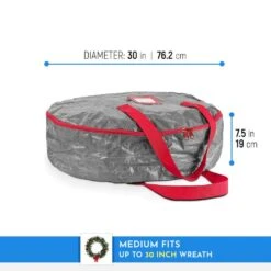30 In. Artificial Gray Water Resistant Christmas Wreath Storage Bag (2-Pack) 7 30 In. Artificial Gray Water Resistant Christmas Wreath Storage Bag (2-Pack) -Northlight Shop osto wreath storage osp 103 2 gray h 1f 1000