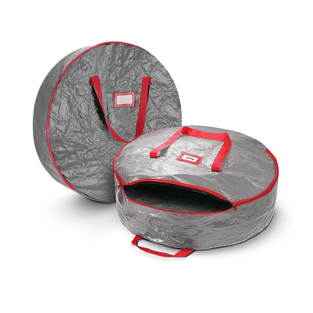 30 In. Artificial Gray Water Resistant Christmas Wreath Storage Bag (2-Pack) 1 30 In. Artificial Gray Water Resistant Christmas Wreath Storage Bag (2-Pack)