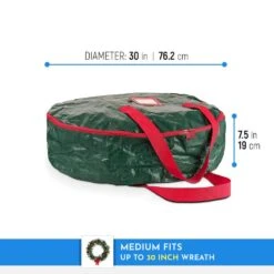 30 In. Artificial Green Water Resistant Christmas Wreath Storage Bag 2-Pack -Northlight Shop osto wreath storage osp 103 2 grn h 1f 1000