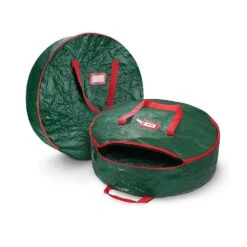 30 In. Artificial Green Water Resistant Christmas Wreath Storage Bag 2-Pack