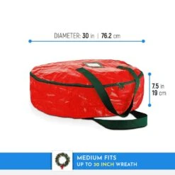 30 In. Red Plastic Water Resistant Christmas Artificial Wreaths Storage Protection Bag Holder -Northlight Shop osto wreath storage osp 103 rd h 1f 1000