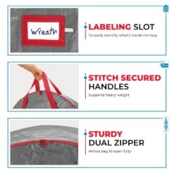 24 In. Gray Water Resistant Christmas Wreath Storage Bag Holder, Artificial Wreaths Plastic Storage Protection 6 24 In. Gray Water Resistant Christmas Wreath Storage Bag Holder, Artificial Wreaths Plastic Storage Protection -Northlight Shop osto wreath storage osp 104 gray h 4f 1000