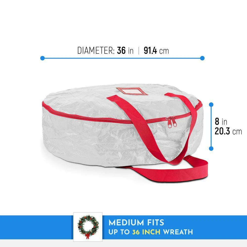 36 In. Artificial White Water Resistant Christmas Wreath Storage Bag Holder 4 36 In. Artificial White Water Resistant Christmas Wreath Storage Bag Holder - Image 4