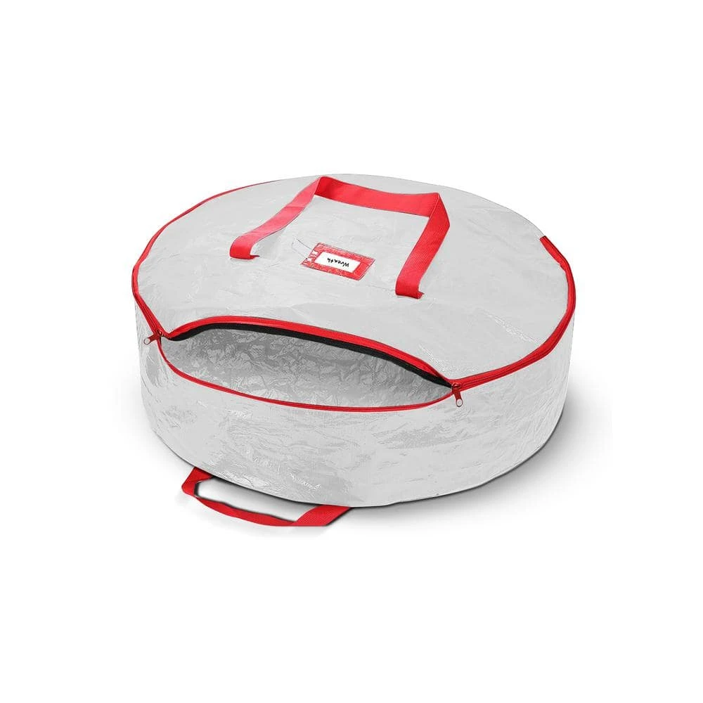 36 In. Artificial White Water Resistant Christmas Wreath Storage Bag Holder 1 36 In. Artificial White Water Resistant Christmas Wreath Storage Bag Holder