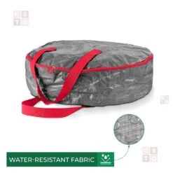 36 In. Gray Water Resistant Christmas Wreath Storage Bag Holder, Artificial Wreaths Plastic Storage Protection -Northlight Shop osto wreath storage osp 105 gray h 1f 1000