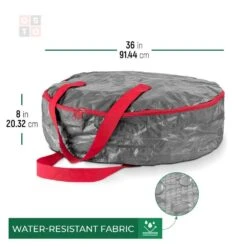 36 In. Gray Water Resistant Christmas Wreath Storage Bag Holder, Artificial Wreaths Plastic Storage Protection -Northlight Shop osto wreath storage osp 105 gray h 4f 1000