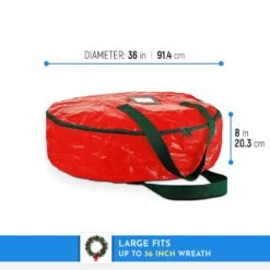 36 In. Red Plastic Water Resistant Christmas Artificial Wreaths Storage Protection Bag Holder -Northlight Shop osto wreath storage osp 105 rd h 1f 1000