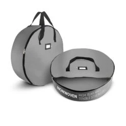 24 In. Artificial Gray Nonwoven Christmas Wreath Storage Bag Holder 2-Pack