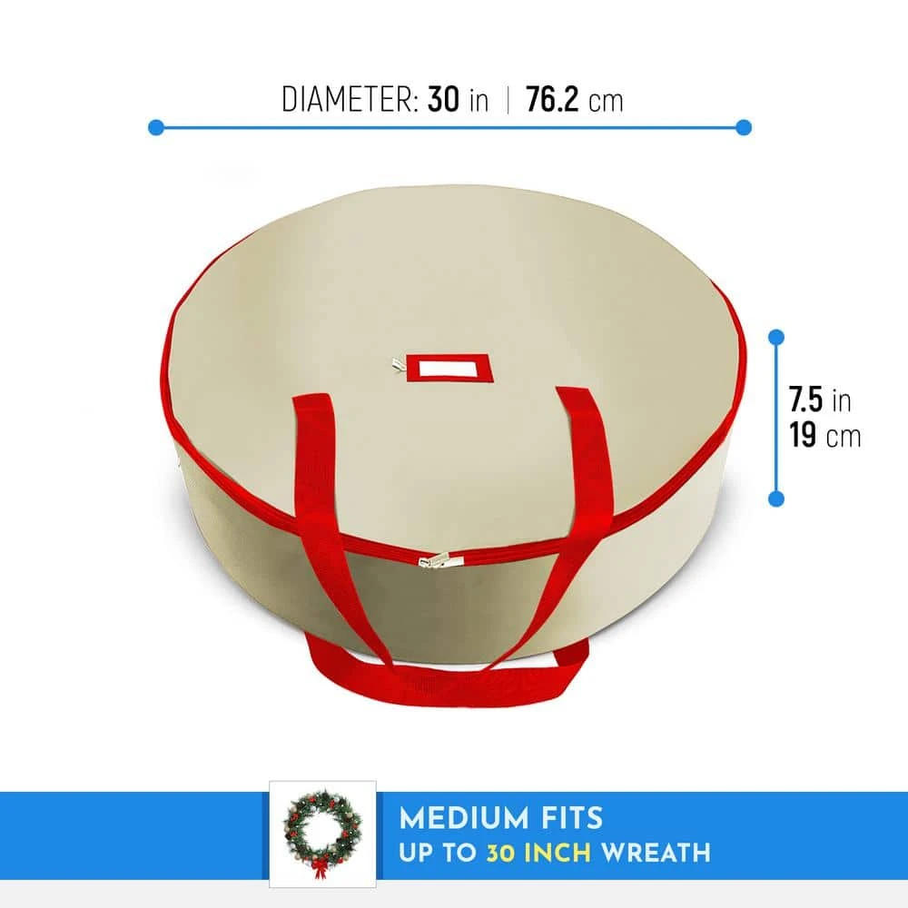 30 In. Artificial Ivory Nonwoven Christmas Wreath Storage Bag Holder (2-Pack) 4 30 In. Artificial Ivory Nonwoven Christmas Wreath Storage Bag Holder (2-Pack) - Image 4