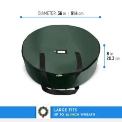 36 In. Artificial Green Nonwoven Christmas Wreath Storage Bag Holder (2-Pack) -Northlight Shop osto wreath storage osp 152 2 grn h 1f 1000