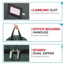 36 In. Artificial Green Nonwoven Christmas Wreath Storage Bag Holder (2-Pack) -Northlight Shop osto wreath storage osp 152 2 grn h 4f 1000