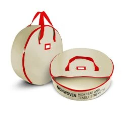 36 In. Artificial Ivory Nonwoven Christmas Wreath Storage Bag Holder (2-Pack)