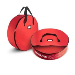 36 In. Artificial Red Nonwoven Christmas Wreath Storage Bag Holder (2-Pack)