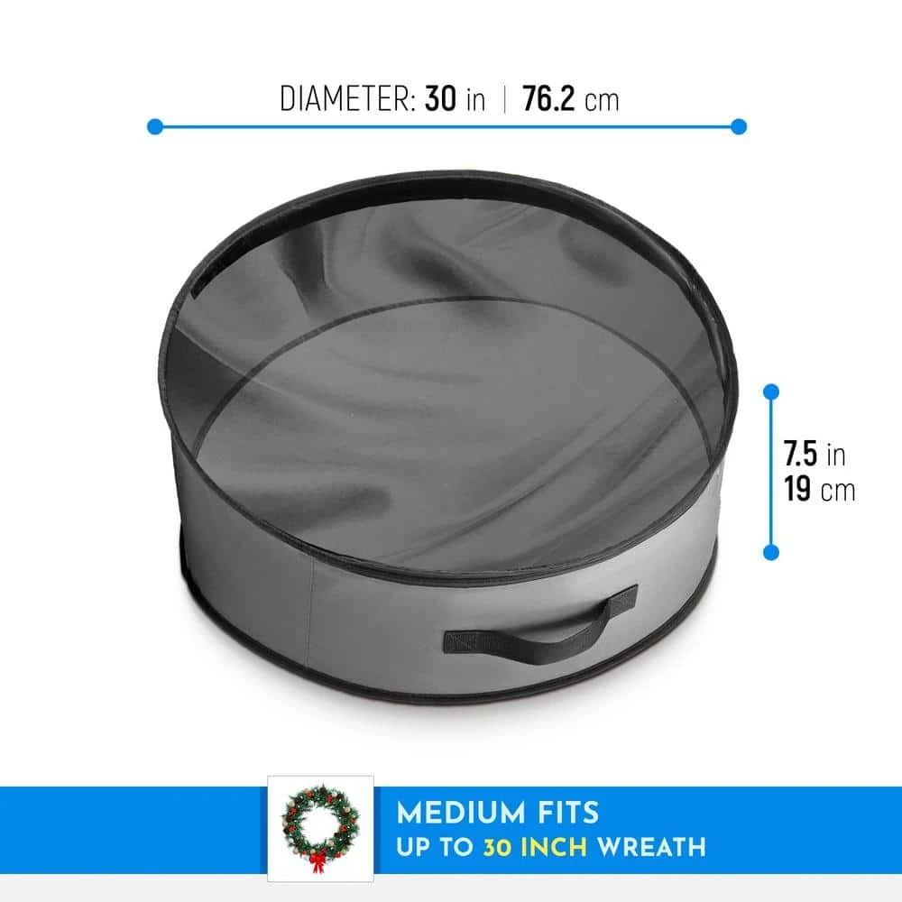 30 In. Artificial Gray With Clear Top Nonwoven Christmas Wreath Storage Bag Holder 2-Pack 4 30 In. Artificial Gray With Clear Top Nonwoven Christmas Wreath Storage Bag Holder 2-Pack - Image 4