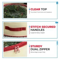 36 In. Artificial Ivory With Clear Top Nonwoven Christmas Wreath Storage Bag Holder (2-Pack) -Northlight Shop osto wreath storage osp 155 2 ivr h 4f 1000