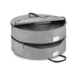 30 In. Artificial Gray Double Christmas Wreath Storage Bag Holder With Pouch For Garlands