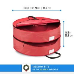 30 In. Red Double Christmas Wreath Storage Bag Holder 600D Oxford, Pouch For Garlands Artificial Wreaths Storage -Northlight Shop osto wreath storage osy 131 rd h 1f 1000