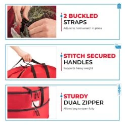 36 In. Red Double Christmas Holder 600D Oxford Pouch For Garlands Artificial Wreath Storage Bag 6 36 In. Red Double Christmas Holder 600D Oxford Pouch For Garlands Artificial Wreath Storage Bag -Northlight Shop osto wreath storage osy 132 rd h 4f 1000