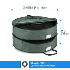 24 In. Green Double Christmas Wreath Storage Bag Holder 600D Oxford, Pouch For Garlands Artificial Wreaths Storage -Northlight Shop osto wreath storage osy 133 grn h 1f 1000