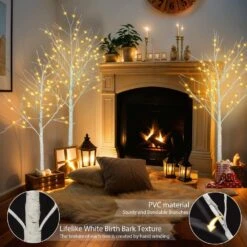 4 Ft., 5 Ft., 6 Ft. Pre-Lit Birch Tree Artificial Christmas Tree With Warm White Lights For Festival, Party Decoration 12 4 Ft., 5 Ft., 6 Ft. Pre-Lit Birch Tree Artificial Christmas Tree With Warm White Lights For Festival, Party Decoration -Northlight Shop outdoor christmas trees ywp181843y 44 1000