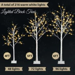 4 Ft., 5 Ft., 6 Ft. Pre-Lit Birch Tree Artificial Christmas Tree With Warm White Lights For Festival, Party Decoration 10 4 Ft., 5 Ft., 6 Ft. Pre-Lit Birch Tree Artificial Christmas Tree With Warm White Lights For Festival, Party Decoration -Northlight Shop outdoor christmas trees ywp181843y 4f 1000