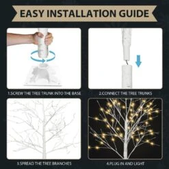 4 Ft., 5 Ft., 6 Ft. Pre-Lit Birch Tree Artificial Christmas Tree With Warm White Lights For Festival, Party Decoration 13 4 Ft., 5 Ft., 6 Ft. Pre-Lit Birch Tree Artificial Christmas Tree With Warm White Lights For Festival, Party Decoration -Northlight Shop outdoor christmas trees ywp181843y fa 1000