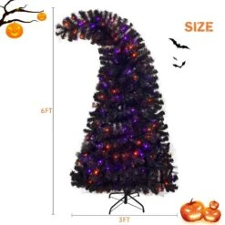 6 Ft. Pre-lit Bent Top Fir Artificial Christmas Tree Halloween Style With 1080 Lush Branch Tips And 300 LED Light -Northlight Shop outdoor christmas trees ywpx292919aab 4f 1000