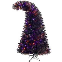 6 Ft. Pre-lit Bent Top Fir Artificial Christmas Tree Halloween Style With 1080 Lush Branch Tips And 300 LED Light