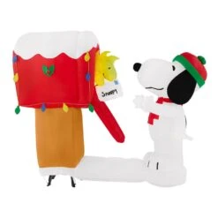 Peanuts 5.5 Ft Pre-Lit LED Airblown Snoopy And Woodstock Mailbox Christmas Inflatable