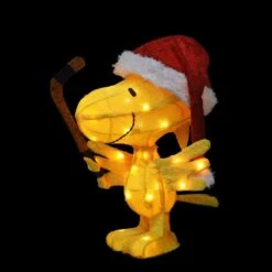 Peanuts 18 In. 3D LED Pre-Lit Yard Decor Sport Woodstock Hockey Knockdown