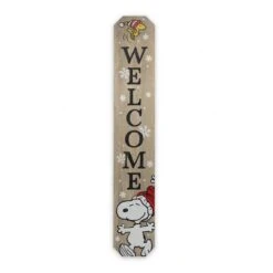 Peanuts 46 In. Weather-Resistant Snoopy And Woodstock Welcome Winter Vertical Wood Porch Or Yard Stake Decor