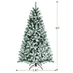 6 Ft. Green Pre-Lit Snow Flocked Hinged Artificial Christmas Tree With 928 Tips And Metal Stand -Northlight Shop pre lit christmas trees 8ck23 cm442us c3 1000