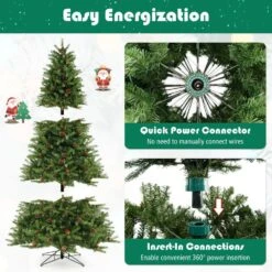 7 Ft. Green Pre-Lit Artificial Christmas Tree With Pine Cones And Adjustable Brightness -Northlight Shop pre lit christmas trees 8ck23 cm530us 1f 1000