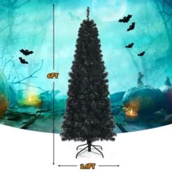 6 Ft. Black Pre-Lit LED Artificial Christmas Tree With PVC Branch Tips And Warm White Lights -Northlight Shop pre lit christmas trees 8ck23 cm668us 4f 1000